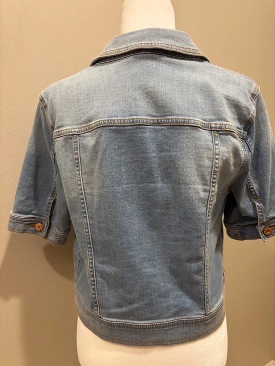 Talbots Classic Light Wash Denim Jacket - Short Sleeve - Picture 3 of 4